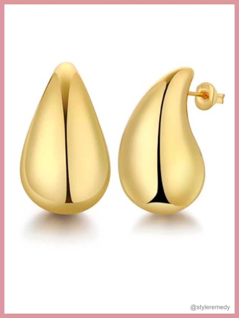 14K Gold Plated 925 Sterling Silver Teardrop Hoop Earrings Hypoallergenic